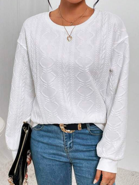 Loose Geometric Casual Crew Neck Solid Drop Shoulder Sweatshirt, White, Sweatshirts & Hoodies
Loose Geometric Casual Crew Neck Solid Drop Shoulder Sweatshirt, White, Sweatshirts & Hoodies