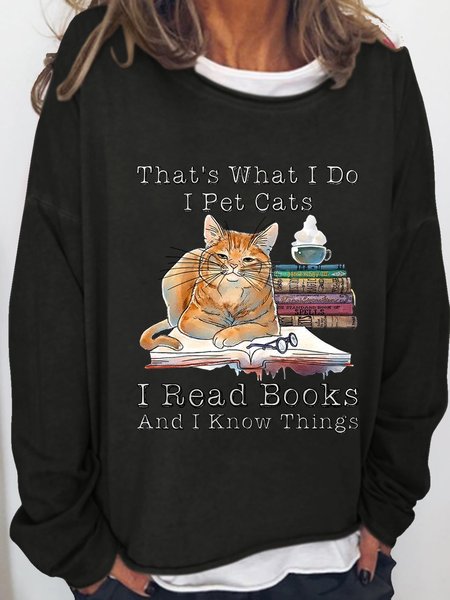 Women's That What I Do Funny Cat And Book Lover Print Casual Crew Neck Sweatshirt, Black, Hoodies&Sweatshirts
Women's That What I Do Funny Cat And Book Lover Print Casual Crew Neck Sweatshirt, Black, Hoodies&Sweatshirts