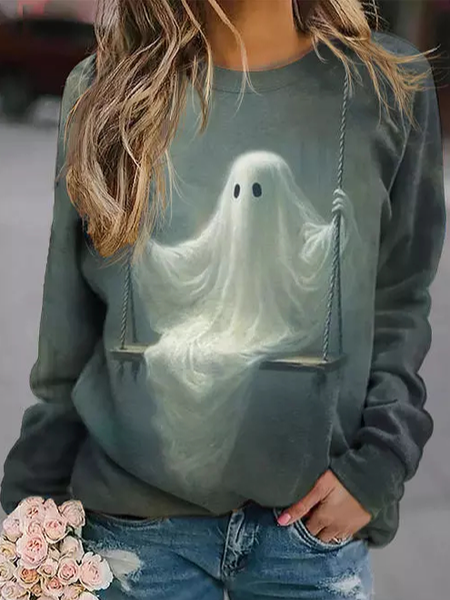 Casual Loose 3D Printing Sweatshirt, Gray, Sweatshirts & Hoodies