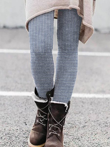 Casual Striped Tight Leggings, Stripe, Leggings