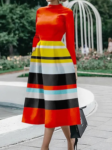 Regular Fit Stand Collar Long sleeve Striped Elegant Regular Fit Midi Dress, As picture, Midi Dresses
Regular Fit Stand Collar Long sleeve Striped Elegant Regular Fit Midi Dress, As picture, Midi Dresses