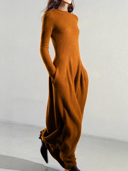 Crew Neck Urban Pocket Stitching Maxi Dress With No Belt, Orange, Maxi Dresses
Crew Neck Urban Pocket Stitching Maxi Dress With No Belt, Orange, Maxi Dresses