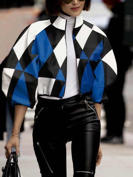 Urban Loose Stand Collar Jacket, Multicolor, Jackets
