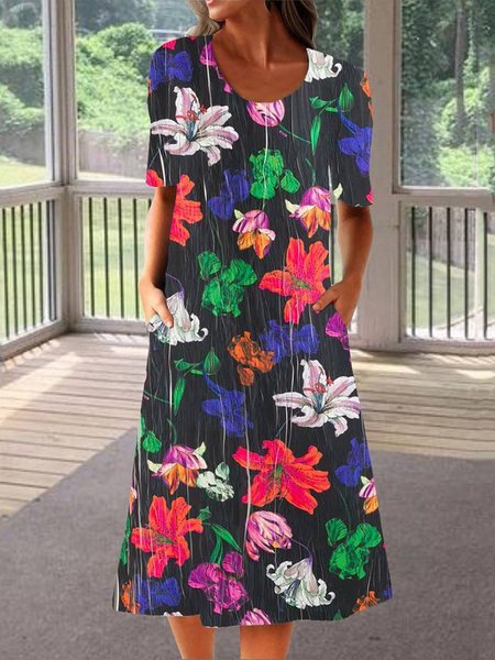 Women's Casual Floral Half Sleeve Midi Dresses Beach Vacation Boho Clothing, Black, Dresses
Women's Casual Floral Half Sleeve Midi Dresses Beach Vacation Boho Clothing, Black, Dresses