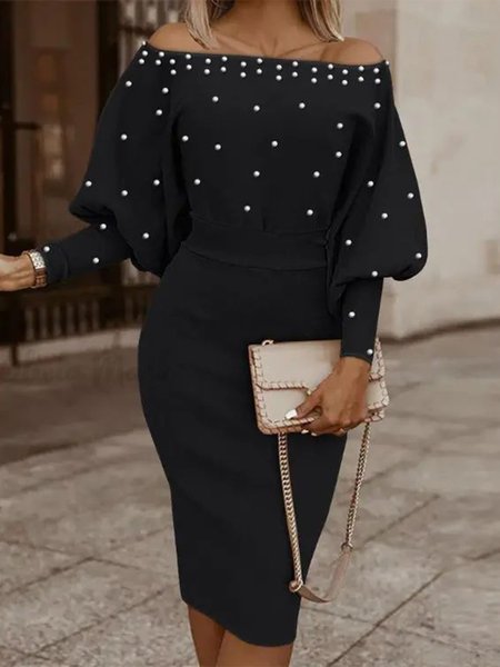 Regular Fit Plain Elegant Cold Shoulder Midi Dress With No Belt, Black, Midi Dresses
Regular Fit Plain Elegant Cold Shoulder Midi Dress With No Belt, Black, Midi Dresses