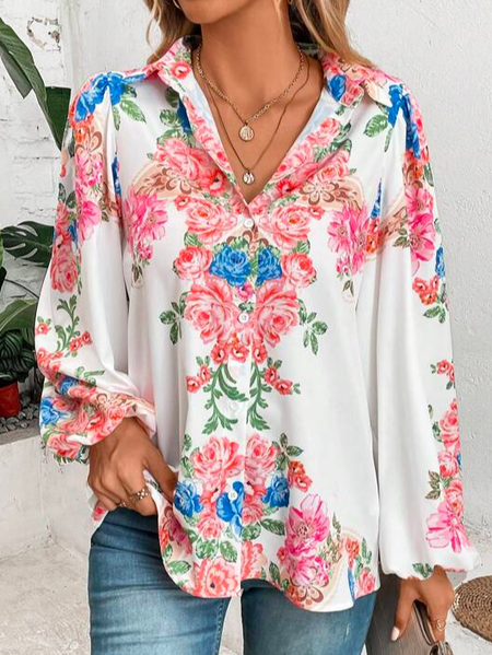Shirt Collar Floral Loose Elegant Floral Print Lantern Sleeve Blouse, Pink, Shirts & Blouses
Shirt Collar Floral Loose Elegant Floral Print Lantern Sleeve Blouse, Pink, Shirts & Blouses