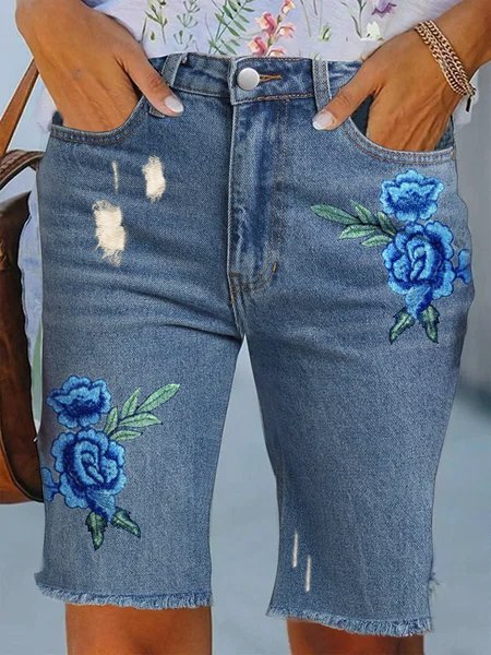 Casual Floral Embroidered Denim Shorts Jeans Urban Daily Vacation Women's Clothing, Blue, Shorts
Casual Floral Embroidered Denim Shorts Jeans Urban Daily Vacation Women's Clothing, Blue, Shorts