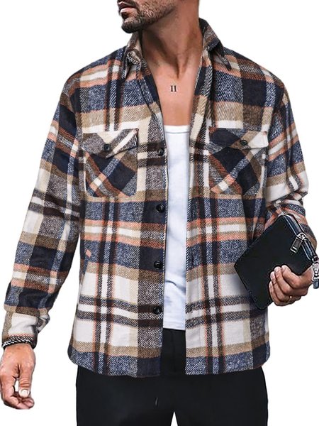 Shawl Collar Casual Jacket, Blue, Jackets