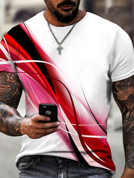Casual Crew Neck T-Shirt, Red, T-shirts