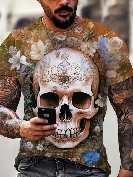 Regular Fit Casual T-Shirt, Gray, T-Shirts