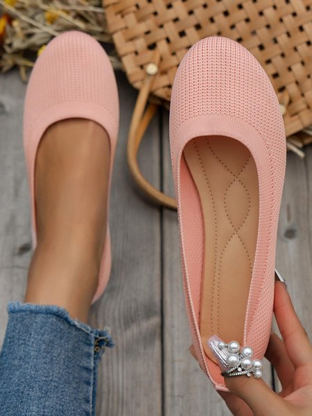 Women's Breathable Mesh Fabric Casual Flat Shallow Shoes, Pink, Flats