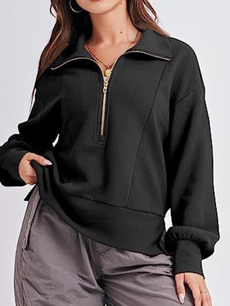 Loose Casual Sweatshirt, Black, Sweatshirts & Hoodies