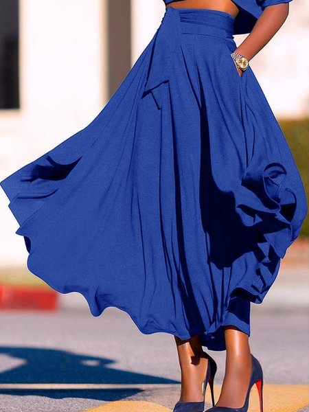 Plain Elegant Skirt, Blue, Skirts