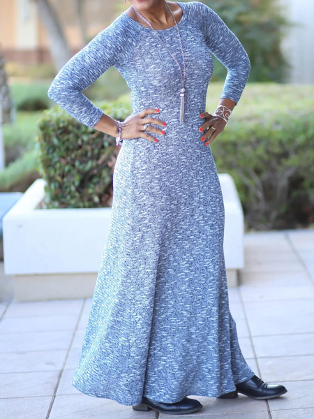 High Elasticity Regular Fit Crew Neck Long Sleeve Plain Elegant Sweater Maxi Dress, Gray, Maxi Dresses
High Elasticity Regular Fit Crew Neck Long Sleeve Plain Elegant Sweater Maxi Dress, Gray, Maxi Dresses