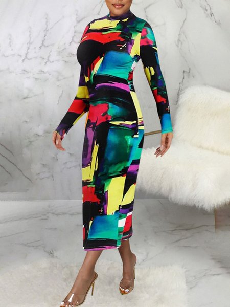 Abstract Elegant Long Sleeve Tight Midi Dress With No Belt, As picture, Maxi Dresses
Abstract Elegant Long Sleeve Tight Midi Dress With No Belt, As picture, Maxi Dresses
