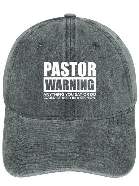 

Men's /Women's Pastor Warning Anything You Say Or Do Could Be Used In A Sermon Funny Graphic Print Denim Hat, Green, Hats