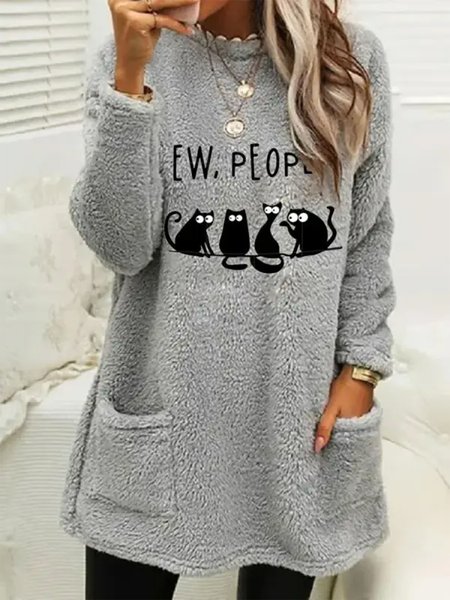 Letter Pattern Crew Neck Fluff/Granular Fleece Fabric Casual Dress, Gray, Dresses
Letter Pattern Crew Neck Fluff/Granular Fleece Fabric Casual Dress, Gray, Dresses