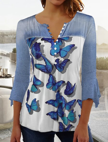 Casual Regular Fit Flare Sleeve V Neck Butterfly Shirt, Blue, Shirts & Blouses
Casual Regular Fit Flare Sleeve V Neck Butterfly Shirt, Blue, Shirts & Blouses