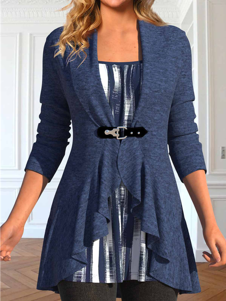 Geometric Casual Square Neck Shirt, Dark blue, Shirts & Blouses
