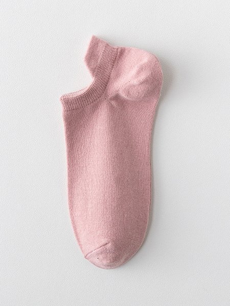 

1pair Casual Breathable Plain Ankle Socks, Pink, Socks