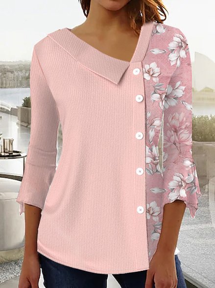 Casual Others Floral Loose Shirt, Pink, Shirts & Blouses