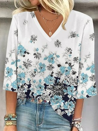 Floral Elegant T-Shirt, As picture, T-Shirts