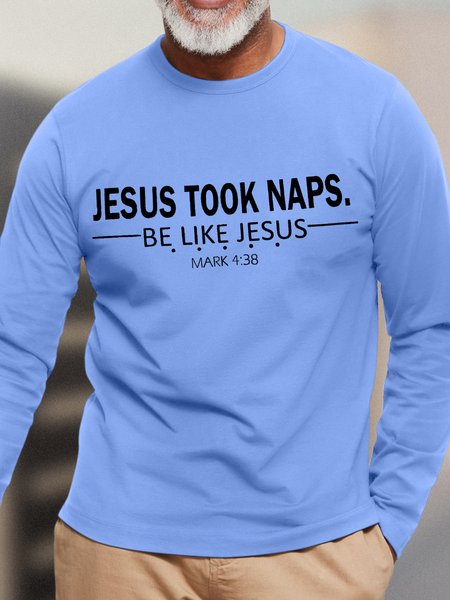 Men’s Jesus Took Naps Be Llke Jesus Text Letters Casual Cotton Top, Light blue, Long Sleeves
Men’s Jesus Took Naps Be Llke Jesus Text Letters Casual Cotton Top, Light blue, Long Sleeves