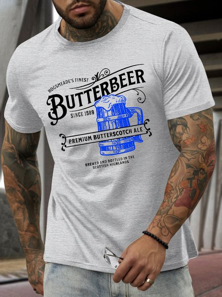 Men’s Butterbeer Text Letters Casual T-Shirt, Light gray, T-shirts
Men’s Butterbeer Text Letters Casual T-Shirt, Light gray, T-shirts
