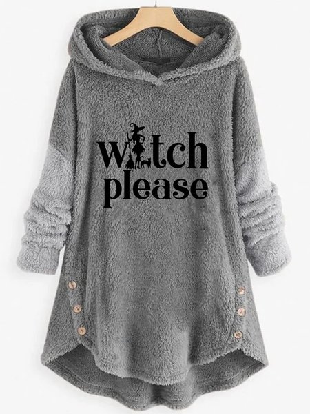 Casual Fluff/Granular Fleece Fabric Hoodie, Gray, Hoodies & Sweatshirts