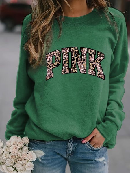 Women's Casual Pink Leopard Letter Print Stretch Crew Neck Sweatshirt, Green, Sweatshirts & Hoodies
Women's Casual Pink Leopard Letter Print Stretch Crew Neck Sweatshirt, Green, Sweatshirts & Hoodies