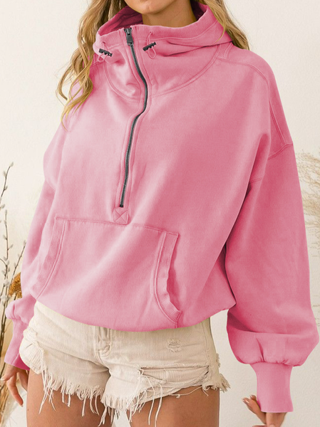 Loose Casual Hoodie, Pink, Hoodies & Sweatshirts