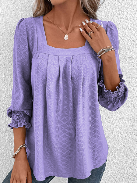 Jacquard Jacquard Loose Casual T-Shirt, Purple, T-Shirts