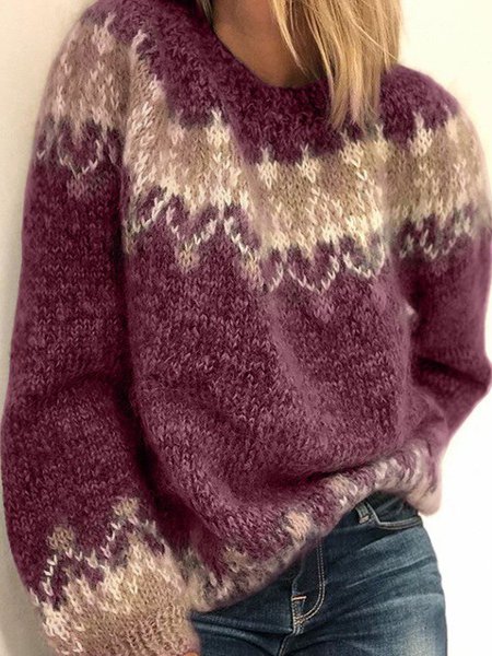 Women Wool/Knitting Fair Isle Long Sleeve Comfy Casual Sweater, Wine red, Sweaters
Women Wool/Knitting Fair Isle Long Sleeve Comfy Casual Sweater, Wine red, Sweaters