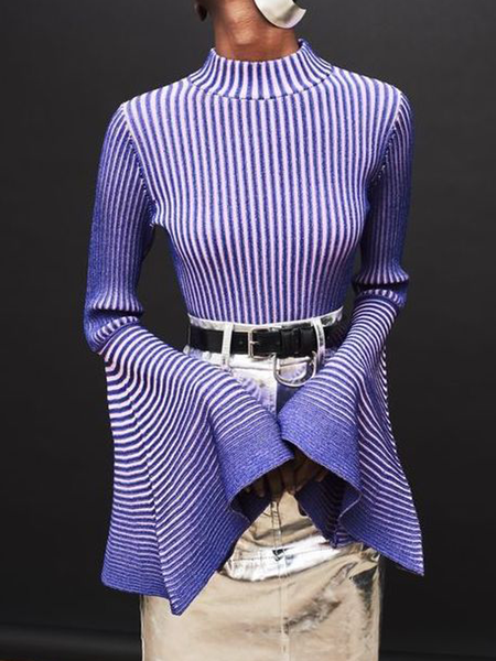 High Elasticity Urban Regular Fit Stand Collar Long Sleeve Striped Sweater, Purple, Pullovers
High Elasticity Urban Regular Fit Stand Collar Long Sleeve Striped Sweater, Purple, Pullovers