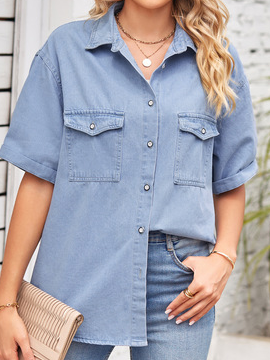 Plain Vintage Regular Sleeve Denim Loose Denim Blouse, As picture, Shirts & Blouses
Plain Vintage Regular Sleeve Denim Loose Denim Blouse, As picture, Shirts & Blouses