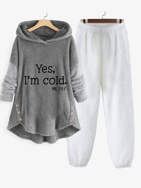 Casual Hoodie Fluff/Granular Fleece Fabric Loose Two-Piece Set, White-gray, Suits
Casual Hoodie Fluff/Granular Fleece Fabric Loose Two-Piece Set, White-gray, Suits