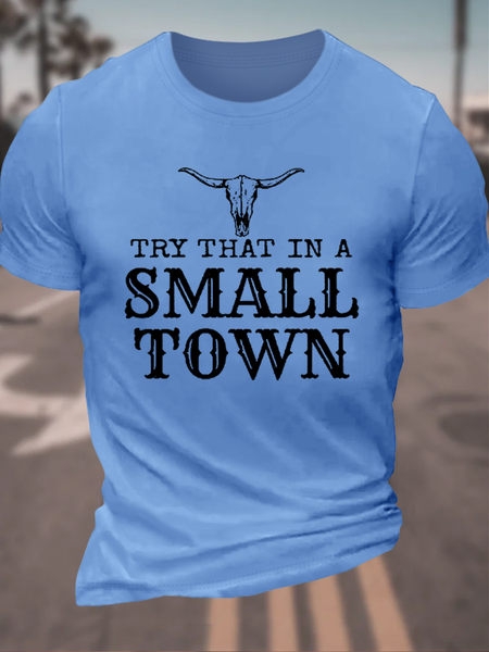 Men's Try That In A Small Town Print Cotton Crew Neck Casual T-Shirt, Light blue, T-shirts
Men's Try That In A Small Town Print Cotton Crew Neck Casual T-Shirt, Light blue, T-shirts