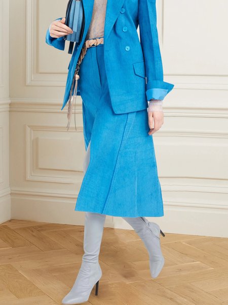 Plain Regular Fit Urban Skirt, Blue, Skirts
