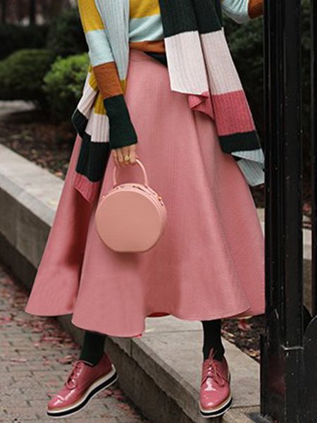 Daily Plain Regular Fit Urban Skirt, Pink, Skirts