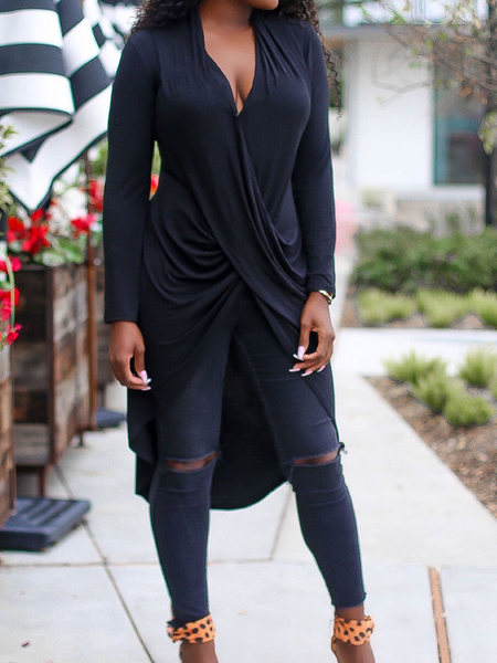 High Elasticity Plain Regular Fit Urban V Neck Long Sleeve Mid-long Shirt, Black, Blouses and Shirts
High Elasticity Plain Regular Fit Urban V Neck Long Sleeve Mid-long Shirt, Black, Blouses and Shirts