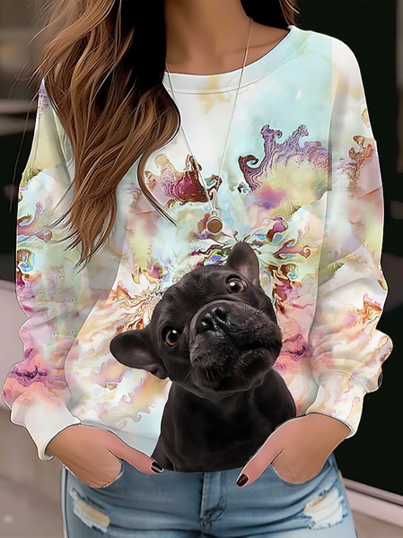 Dog Loose Casual Crew Neck Sweatshirt, White, Sweatshirts & Hoodies 
Dog Loose Casual Crew Neck Sweatshirt, White, Sweatshirts & Hoodies