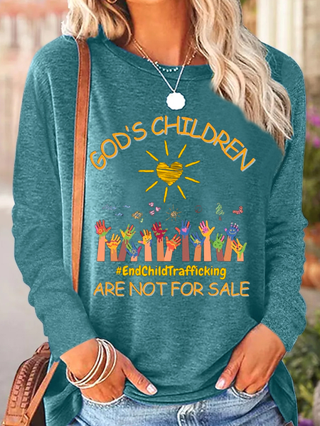 Women's God's Children Are Not For Sale Print Crew Neck Casual Long Sleeve Shirt, Green, Long sleeves
Women's God's Children Are Not For Sale Print Crew Neck Casual Long Sleeve Shirt, Green, Long sleeves