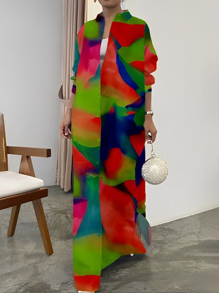 Urban Regular Fit Abstract Maxi Dress With No Belt, As picture, Maxi Dresses
