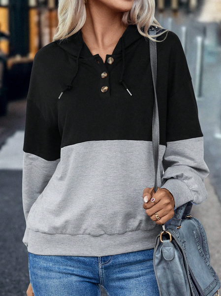 Dropped Shoulder Contrast Stitching Loose Hooded Sweatshirt, Black, Sweatshirts & Hoodies
Dropped Shoulder Contrast Stitching Loose Hooded Sweatshirt, Black, Sweatshirts & Hoodies