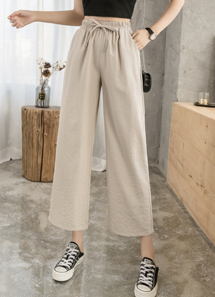 Plain Pockets Casual Pants, Khaki, Pants