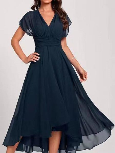 Plain Casual Loose Dress With No, Navyblue, Dresses