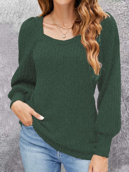 Casual Plain Square Neck Shirt, Army green, Shirts & Blouses 
Casual Plain Square Neck Shirt, Army green, Shirts & Blouses