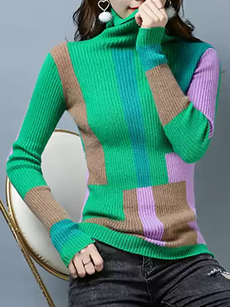 Tight High Elasticity Turtleneck Long Sleeve Elegant Geometric Sweater, Green, Pullovers
Tight High Elasticity Turtleneck Long Sleeve Elegant Geometric Sweater, Green, Pullovers