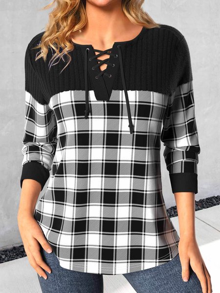 Loose Plaid Casual Crew Neck Sweatshirt, Black, Sweatshirts & Hoodies
Loose Plaid Casual Crew Neck Sweatshirt, Black, Sweatshirts & Hoodies