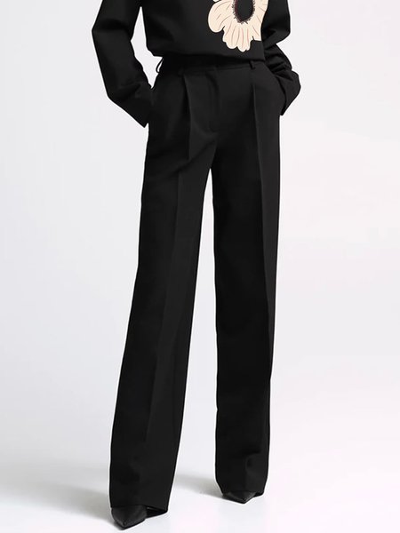 Plain Loose Urban Fashion Long Pants Straight pants, Black, Pants